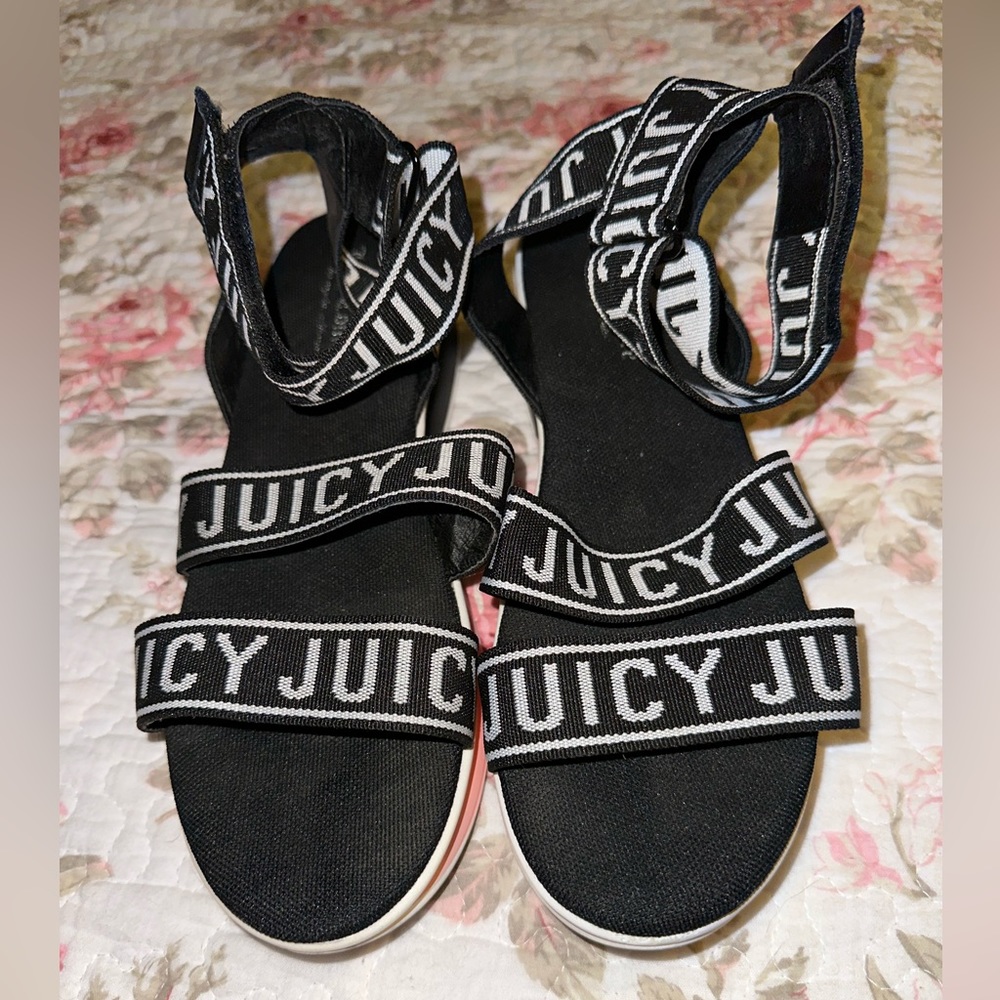 Juicy black and pink logo sandals size 9